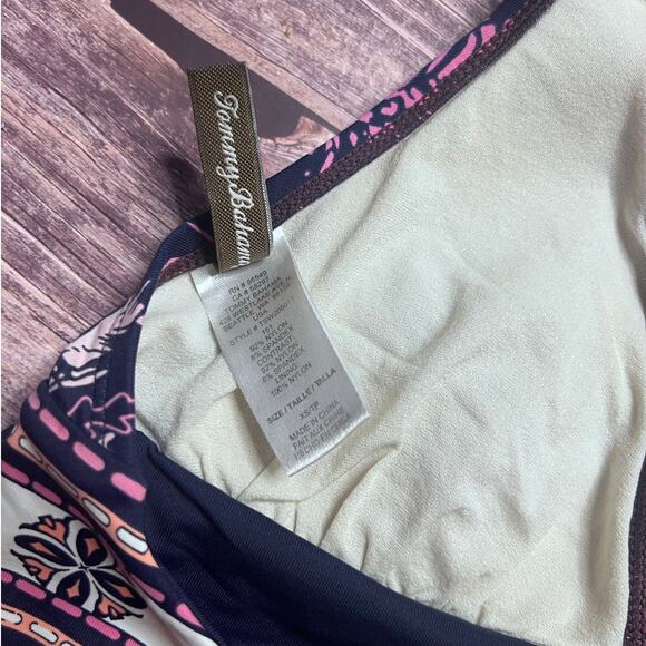 Tommy Bahama Blue Pink Palm Tie Back Bikini Top XS - Picture 5 of 6